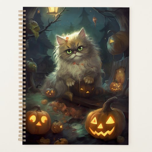 Halloween Persian Kat met pompoenen eng Planner (Voorkant)