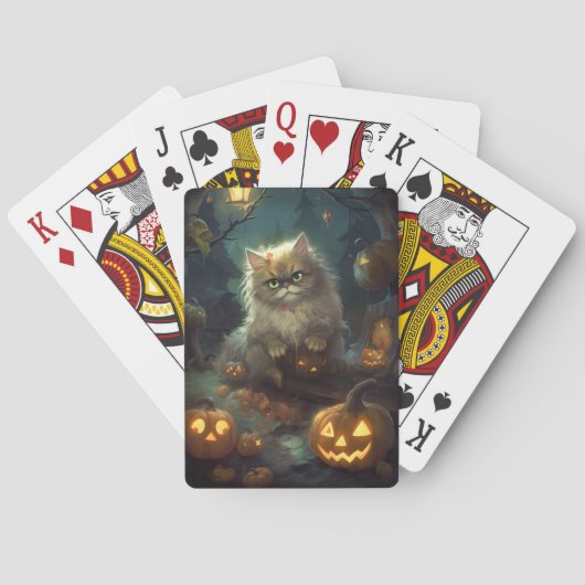 Halloween Persian Kat met pompoenen eng Pokerkaarten (Achterkant)