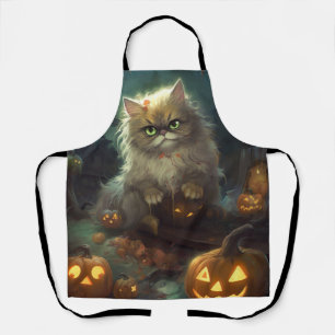 Halloween Persian Kat met pompoenen eng Schort