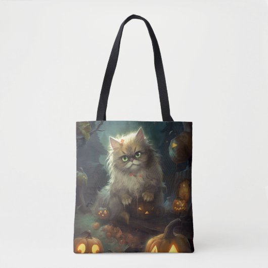 Halloween Persian Kat met pompoenen eng Tote Bag (Voorkant)