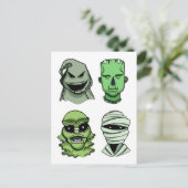 Halloween Personages briefkaart (Staand voorkant)