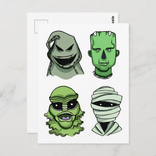 Halloween Personages briefkaart (Voorkant / Achterkant)
