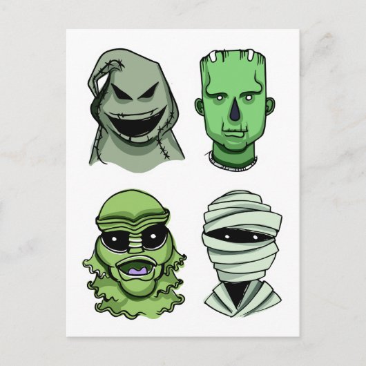 Halloween Personages briefkaart (Voorkant)