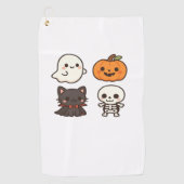 Halloween-personages - Ghost, Pumpkin, Black Cat & Golfhanddoek (Voorkant)