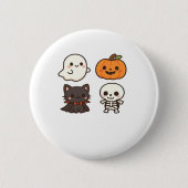 Halloween-personages - Ghost, Pumpkin, Black Cat & Ronde Button 5,7 Cm (Voorkant)