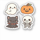 Halloween-personages - Ghost, Pumpkin, Black Cat & Sticker (Voorkant)