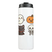 Halloween-personages - Ghost, Pumpkin, Black Cat & Thermosbeker (Voorkant)