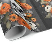 Halloween Personaliseer Naam Gotische Schedel & Bl Cadeaupapier (Rol Hoek)