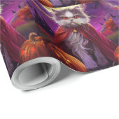 Halloween Perzische Kat Vampier Pompoenen eng Cadeaupapier (Rol Hoek)