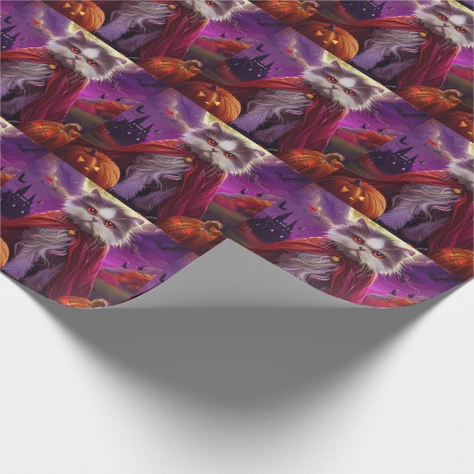 Halloween Perzische Kat Vampier Pompoenen eng Cadeaupapier (Hoek)