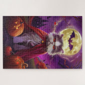Halloween Perzische Kat Vampier Pompoenen eng Legpuzzel (Horizontaal)