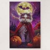Halloween Perzische Kat Vampier Pompoenen eng Legpuzzel (Verticaal)