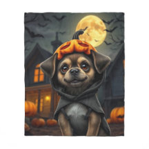 Halloween Pet Portrait Deken Spooky Fleece Gooi