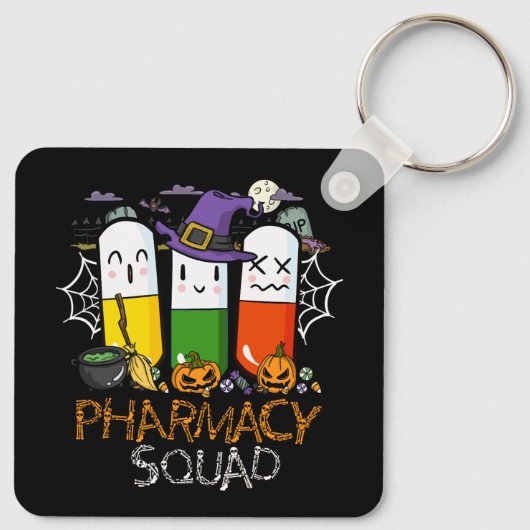 Halloween Pharmacy Squad PIls Kostuumapotheker Sleutelhanger (Achterkant)