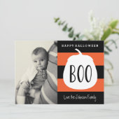 Halloween Photo Boo Pumpkin-fotokaart Kaart (Staand voorkant)