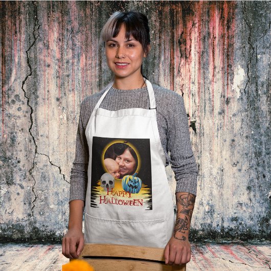 Halloween Photo Lijst Skeleton en Jack o Lantern Standaard Schort