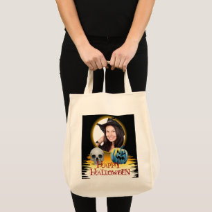 Halloween Photo Lijst Skull Jack o Lantern Tote Bag