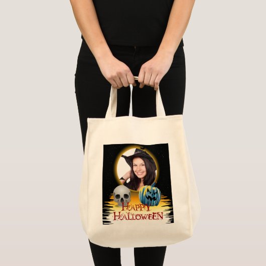 Halloween Photo Lijst Skull Jack o Lantern Tote Bag (Voorkant (product))