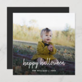 Halloween Photo Stylish Trendy Modern Script Card (Voorkant / Achterkant)