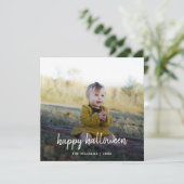 Halloween Photo Stylish Trendy Modern Script Card (Staand voorkant)