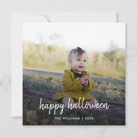 Halloween Photo Stylish Trendy Modern Script Card (Voorkant)
