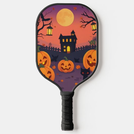 Halloween Pickleball Paddle – Pompoenen & Katten (Voorkant)