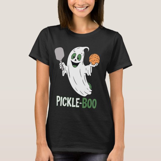 Halloween Pickleball Pickle Ghost Boo Pickleball P T-shirt (Voorkant)