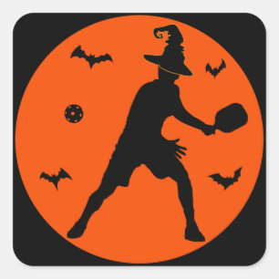 Halloween Pickleball Player Vierkante Sticker
