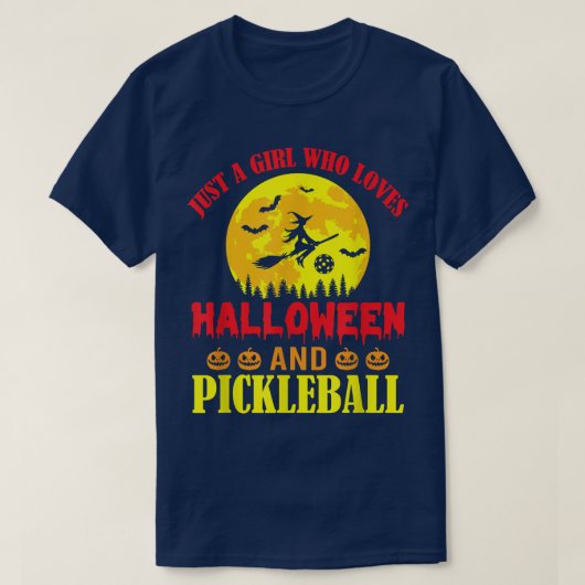 Halloween Pickleball T-shirt, gewoon een meisje da T-shirt (Design voorkant)