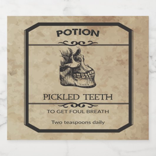 Halloween Pickled Teeth Apothecary Bier Label Bier Etiket (Enkel label)