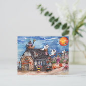 Halloween Pigs Trick or treat, Ghosts waterverf Briefkaart (Staand voorkant)