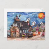 Halloween Pigs Trick or treat, Ghosts waterverf Briefkaart (Voorkant / Achterkant)