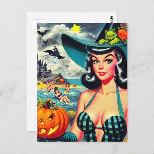 Halloween Pin-up Briefkaart (Voorkant / Achterkant)