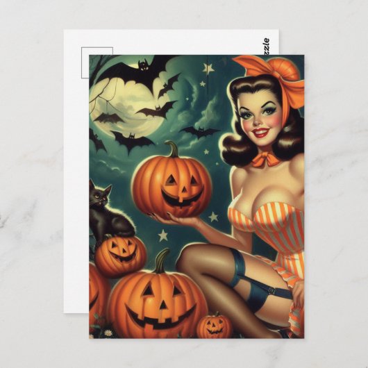 Halloween Pin Up Briefkaart (Voorkant / Achterkant)
