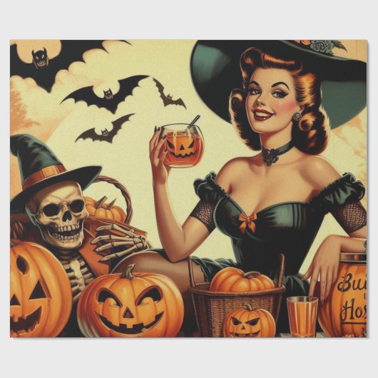 Halloween Pin-Up Cadeaupapier (Vlak)