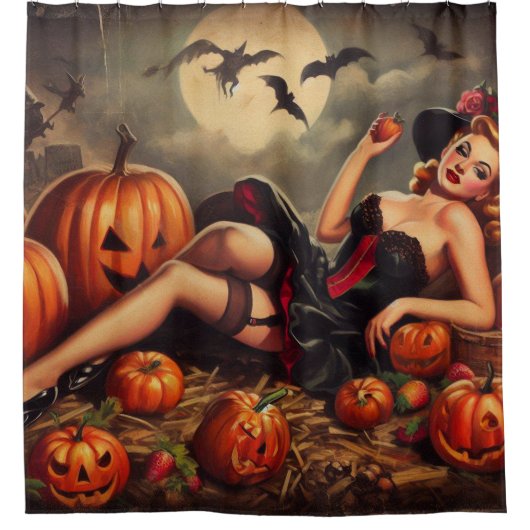  Halloween Pin Up Douchegordijn (Voorkant)