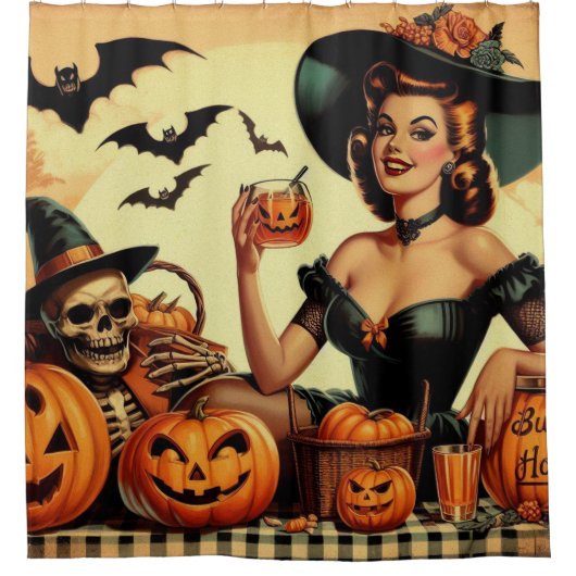  Halloween Pin-Up Douchegordijn (Voorkant)