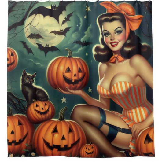  Halloween Pin Up Douchegordijn (Voorkant)