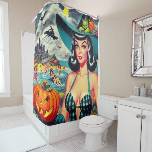  Halloween Pin-up Douchegordijn (In situ)