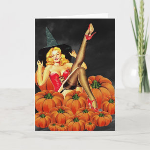 Halloween Pin-Up Girl beroemd gemaakt door Pumpkin Kaart