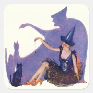 Halloween Pin Up Girl Witch Envelope Seals  Vierkante Sticker