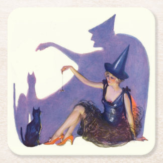 Halloween Pin Up Girl Witch Party  Kartonnen Onderzetters