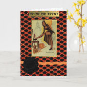 Halloween pin-up meisje wenskaart kaart (Gele Bloem)