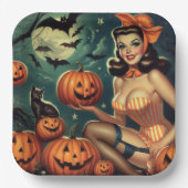  Halloween Pin Up Papieren Bordje (Voorkant)