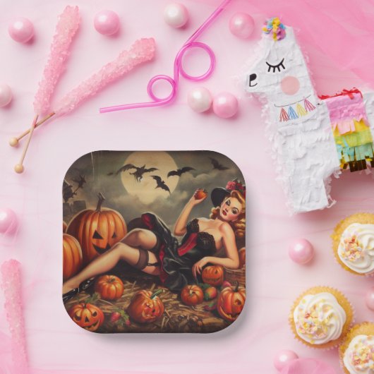  Halloween Pin Up Papieren Bordje (Feest)