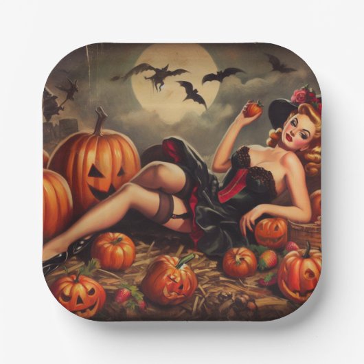  Halloween Pin Up Papieren Bordje (Voorkant)