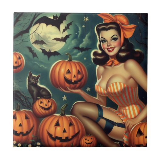  Halloween Pin Up Tegeltje (Voorkant)