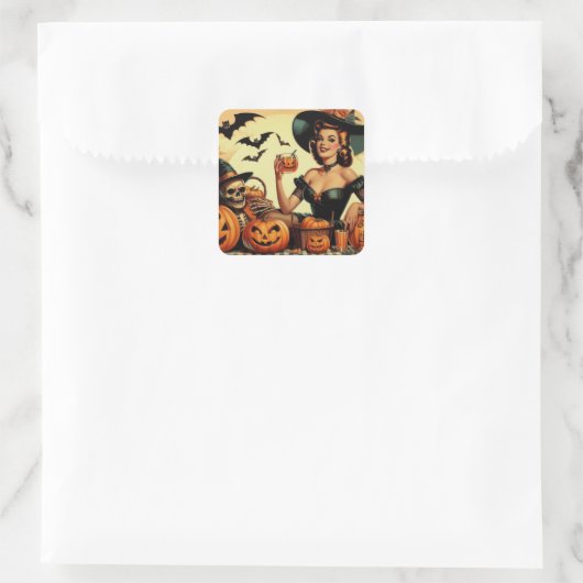  Halloween Pin-Up Vierkante Sticker (Tas)