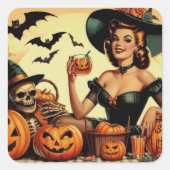  Halloween Pin-Up Vierkante Sticker (Voorkant)