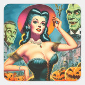  Halloween Pin-up Vierkante Sticker (Voorkant)